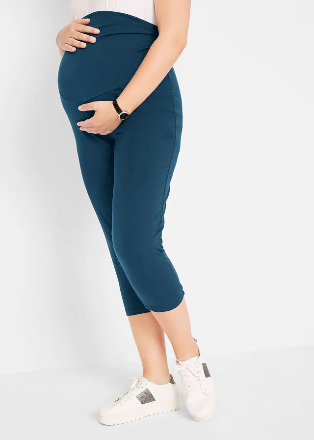 Leggings premamá en longitud capri (2 unidades) Negro-azul oscuro